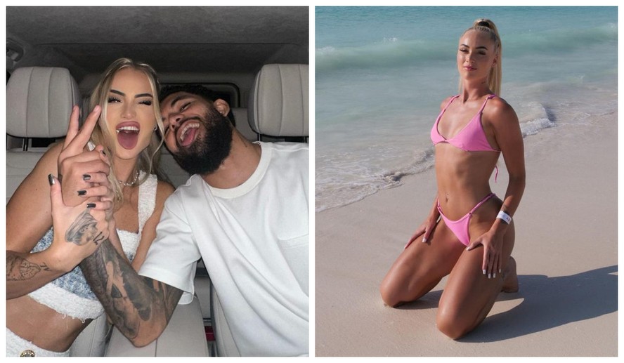 O jogador brasileiro Douglas Luiz namora a também jogadora de futebol Alisha Lehmann