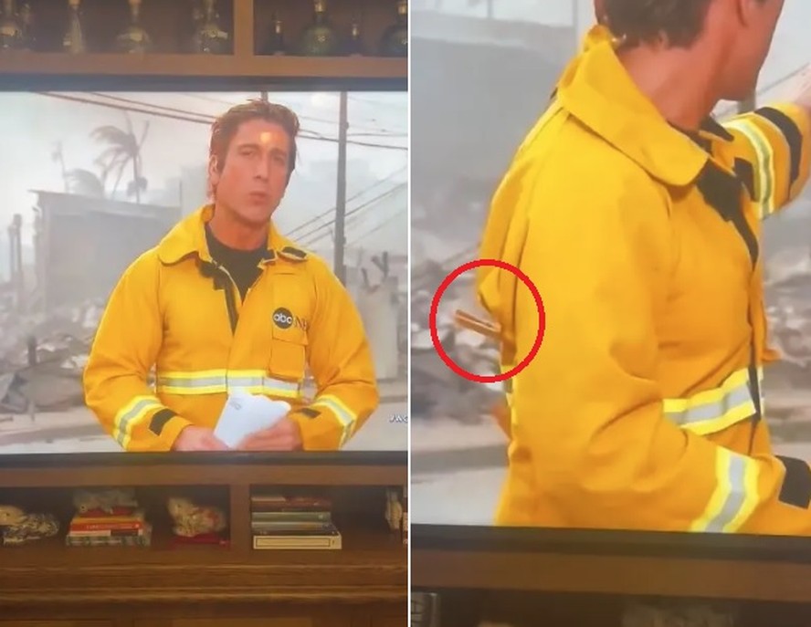 David Muir usou pregador para apertar jaqueta antichamas em Los Angeles