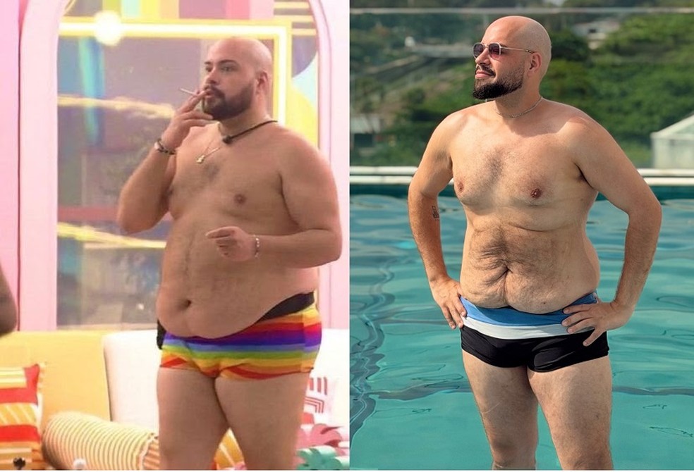 Tiago Abravanel no "BBB 22" e atualmente &mdash; Foto: Reprodu&ccedil;&atilde;o/Instagram
