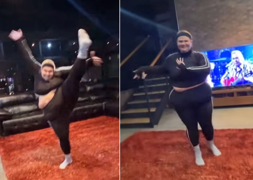 Thais Carla dança e levanta a perna após perder 52kg com bariátrica