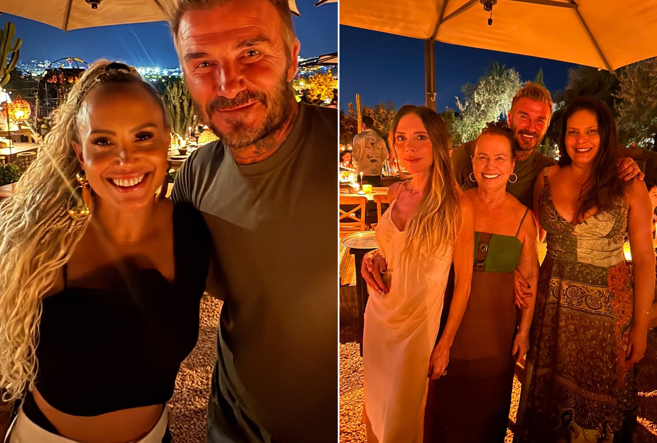 Irmã de Ronaldo mostra jantar da família com David e Victoria Beckham em Ibiza: 