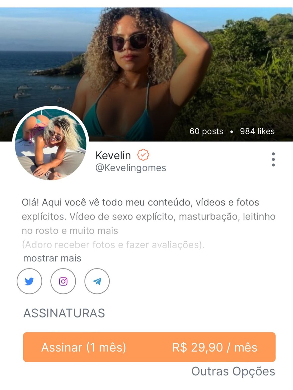 Amante do ex-marido de Iza, Kevelin Gomes tem perfis em site adulto e cobra...