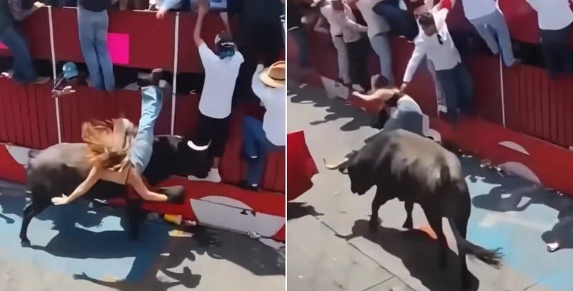 Mulher fica com o rosto desfigurado após ser chifrada por touro em festival no México; IMAGENS FORTES - QTU Questões do Universo