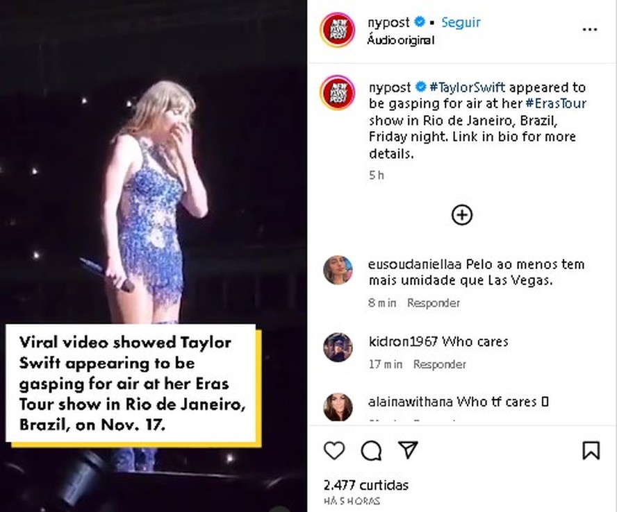 Confira os primeiros vídeos dos shows da Taylor Swift no Brasil