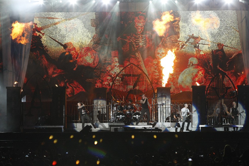 A banda Avenged Sevenfold no Rock in Rio de 2013 — Foto: Pablo Jacob