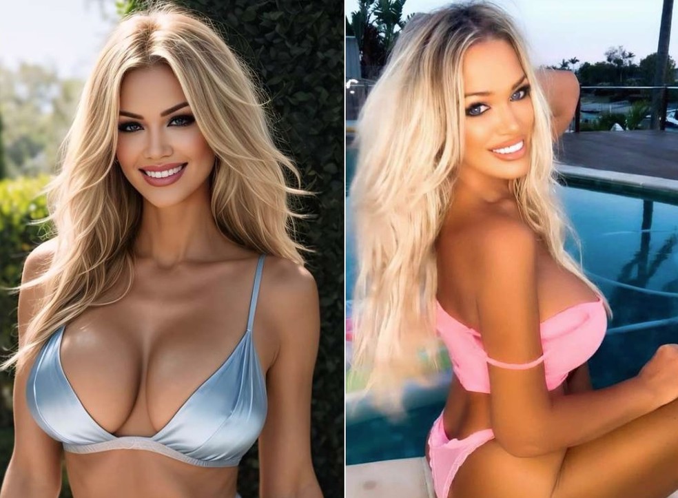 A vers&atilde;o virtual (&agrave; esquerda) e a verdadeira Gina Stewart &mdash; Foto: Reprodu&ccedil;&atilde;o/Instagram