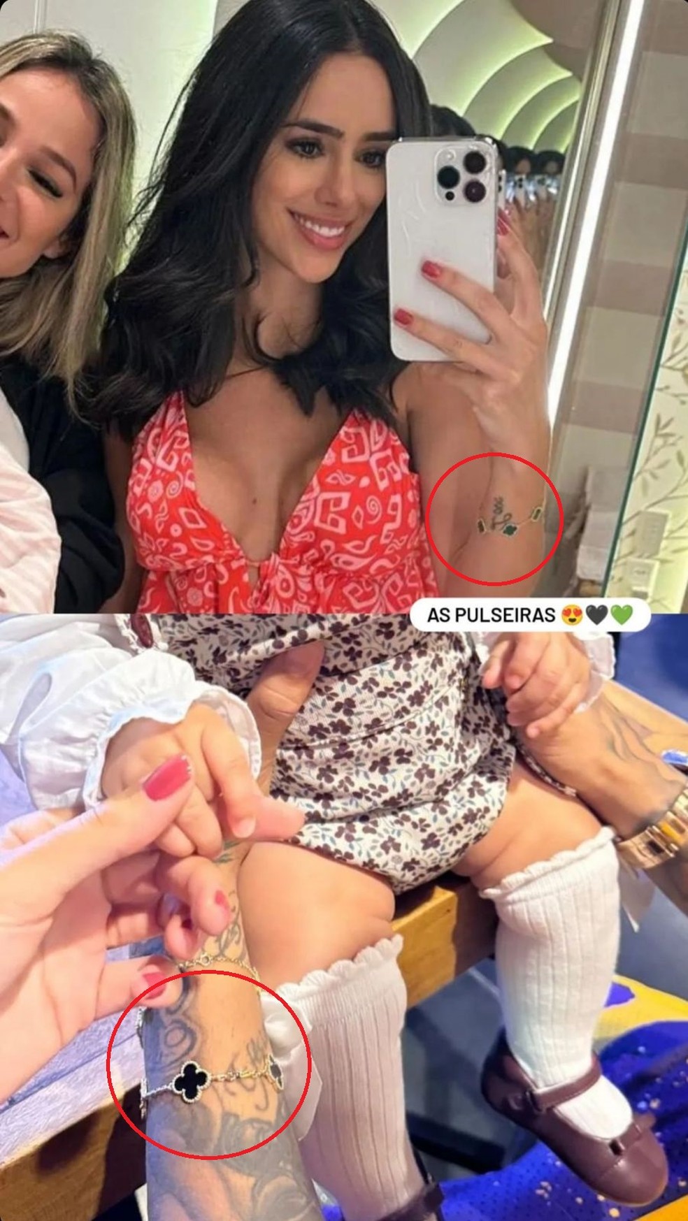 Neymar e Bruna Biancardi combinam pulseiras de R$ 31 mil — Foto: Instagram