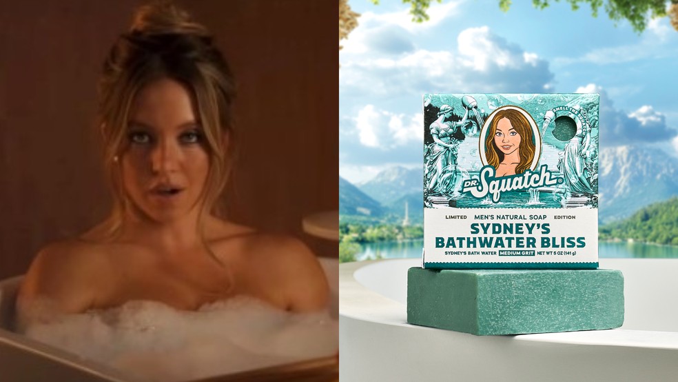 Sydney Sweeney vende sabonetes feitos com água usada pela atriz em banhos — Foto: Reprodução
