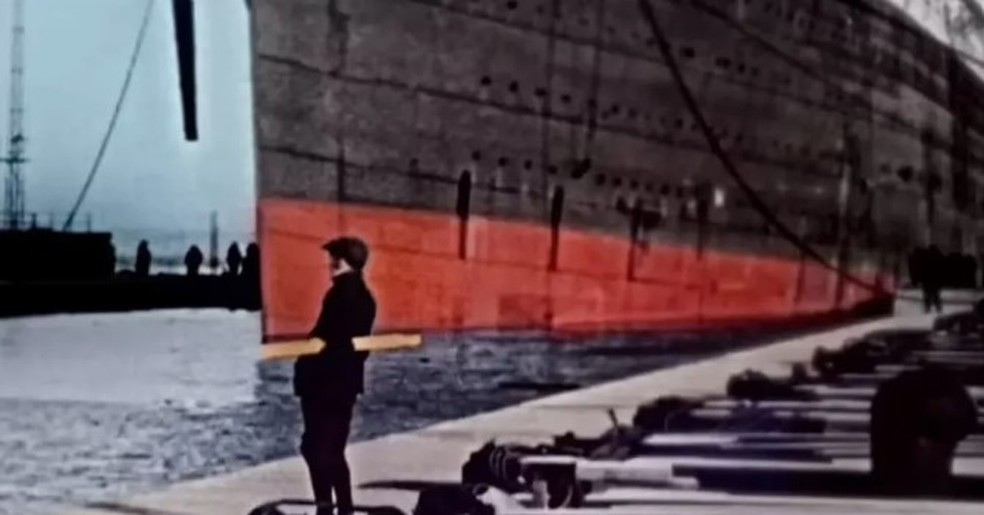 Novas imagens colorizadas mostram como era o Titanic por fora e por dentro — Foto: Reprodução/Channel 4