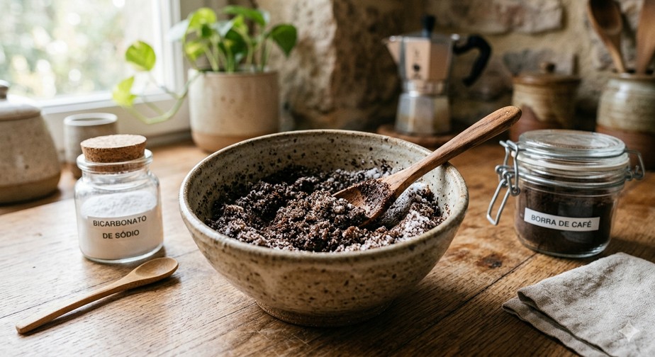 Mistura de bicarbonato de sódio com borra de café: para que serve?