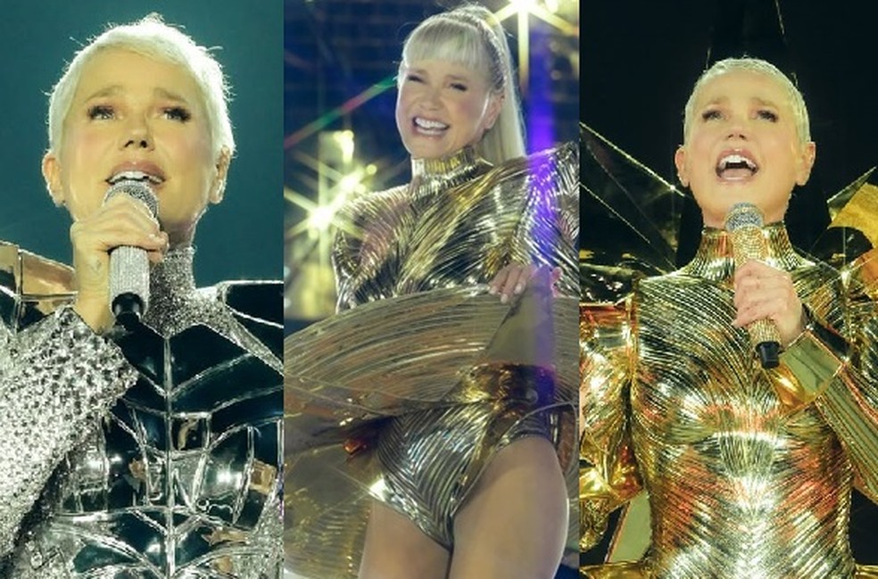 Xuxa em três momentos do show "O último voo da nave" — Foto: Fotos Blad Meneghel/ divulgação