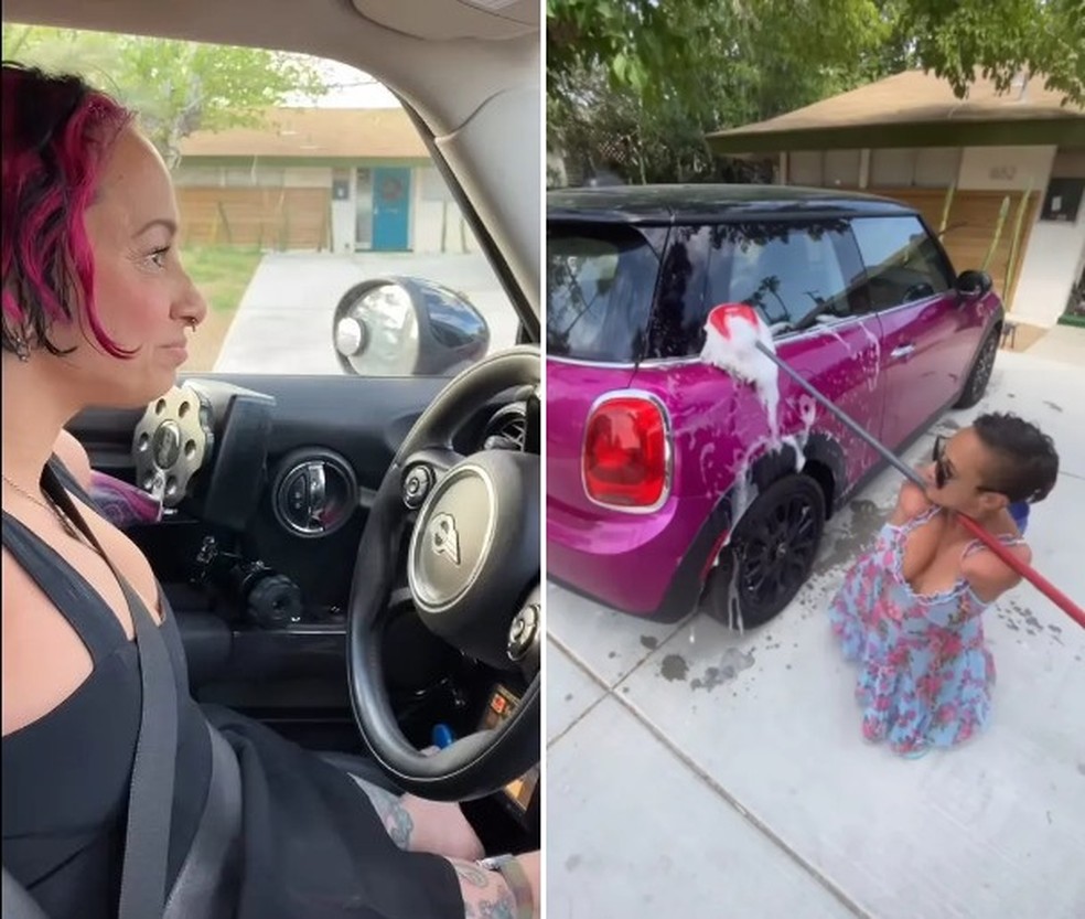 Mulher que nasceu sem bra&ccedil;os e com pernas curtas aprende a dirigir &mdash; Foto: Reprodu&ccedil;&atilde;o/Instagram