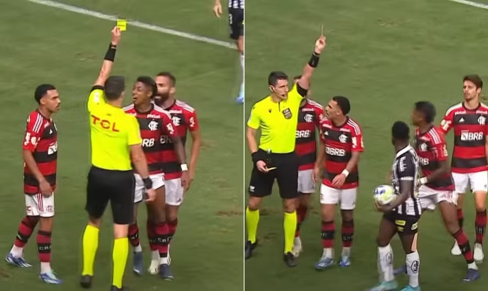 Bruno Henrique foi expulso na partida contra o Santos — Foto: Reprodução/Youtube
