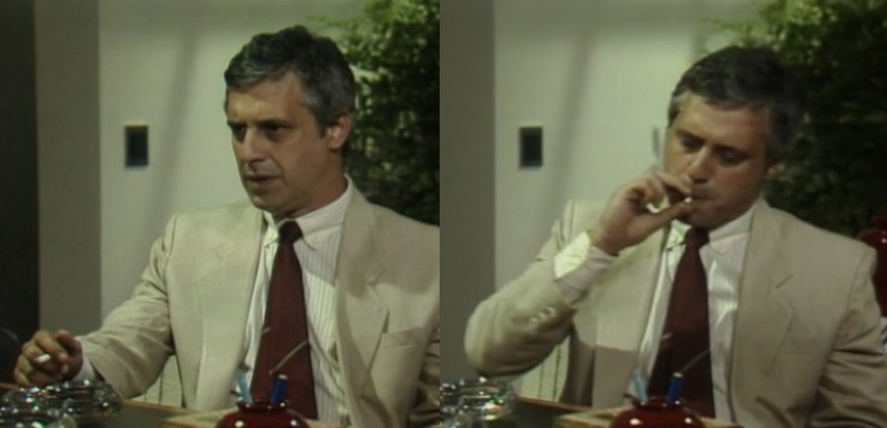 Ivan fumava em ambientes fechados na 'Vale tudo' de 1988 — Foto: Reprodução
