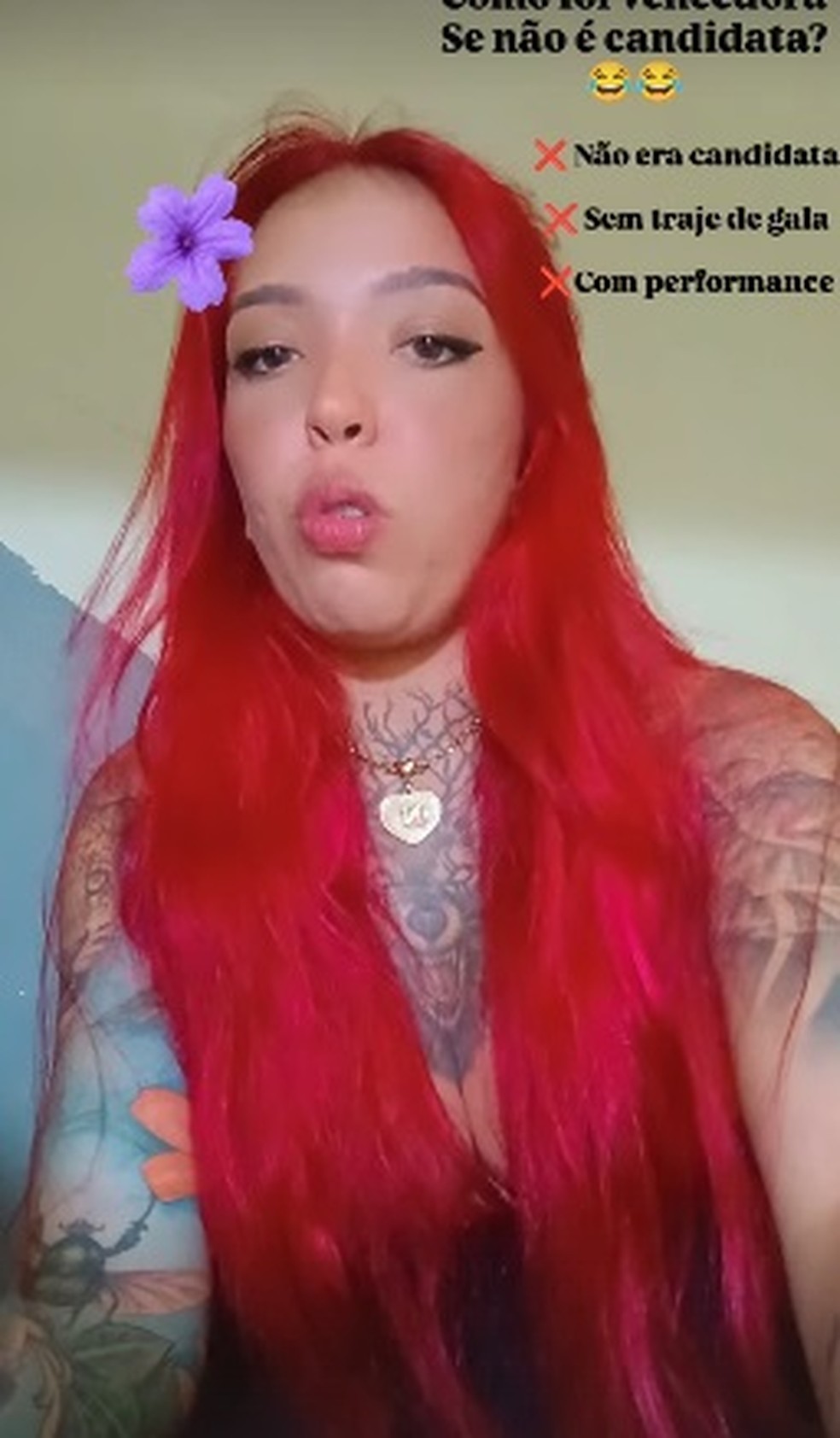 Candidata reclama do resultado do Miss tatuada 2025 &mdash; Foto: Reprodu&ccedil;&atilde;o/Instagram