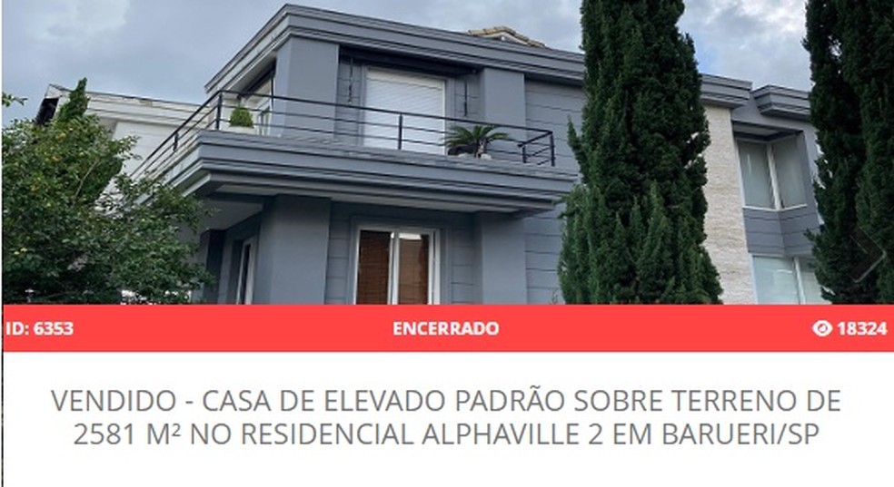 Mansão de Cafu é vendida em leilão — Foto: Reprodução