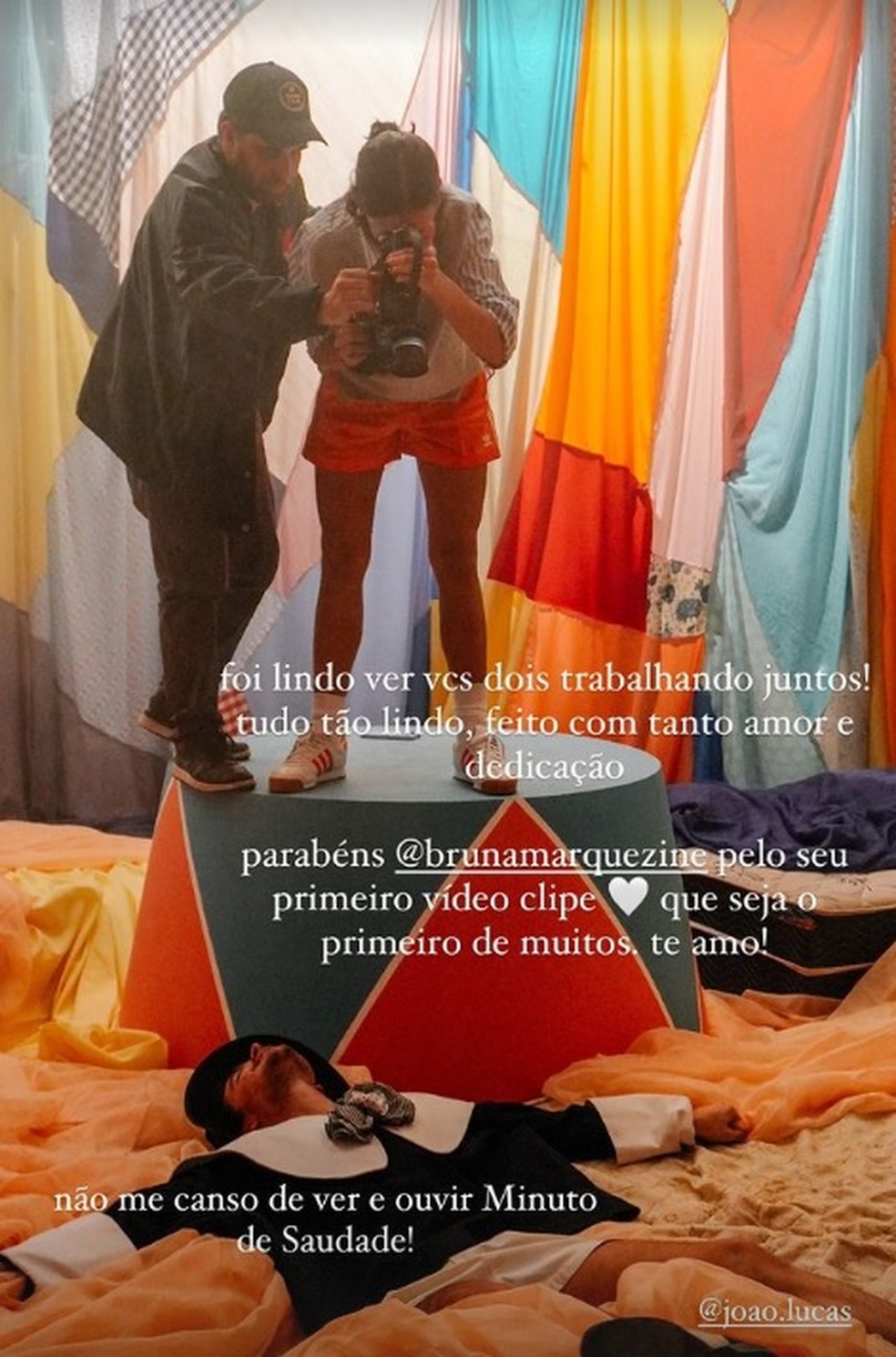 Sasha abre bastidor de clipe do marido, o primeiro dirigido por Bruna Marquezine — Foto: Reprodução/Instagram