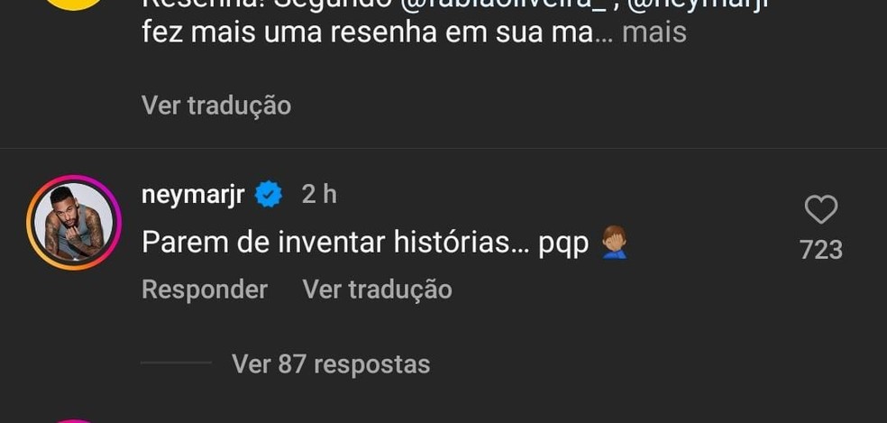 Neymar desmentindo que teria tomado fora de atriz  Foto: Reproduo