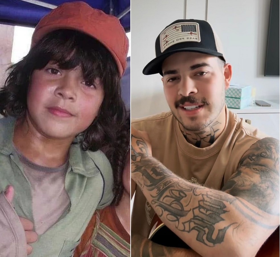 Jottapê em "Avenida Brasil" e atualmente — Foto: Globo e Instagram