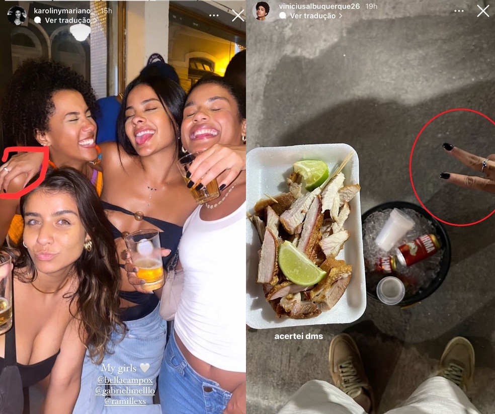 Os dedos de Bella Campos (atenção nos detalhes) aparecem na foto postada por Vini Albuquerque — Foto: reprodução/ instagram