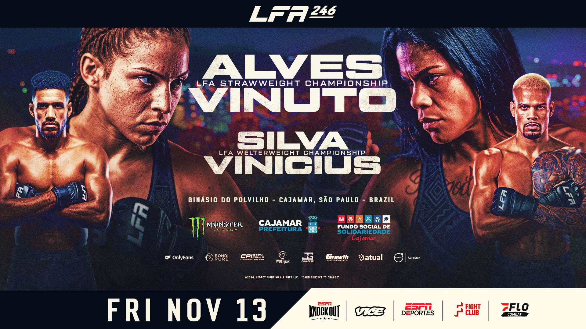 LFA anuncia card completo de sua próxima edição no Brasil