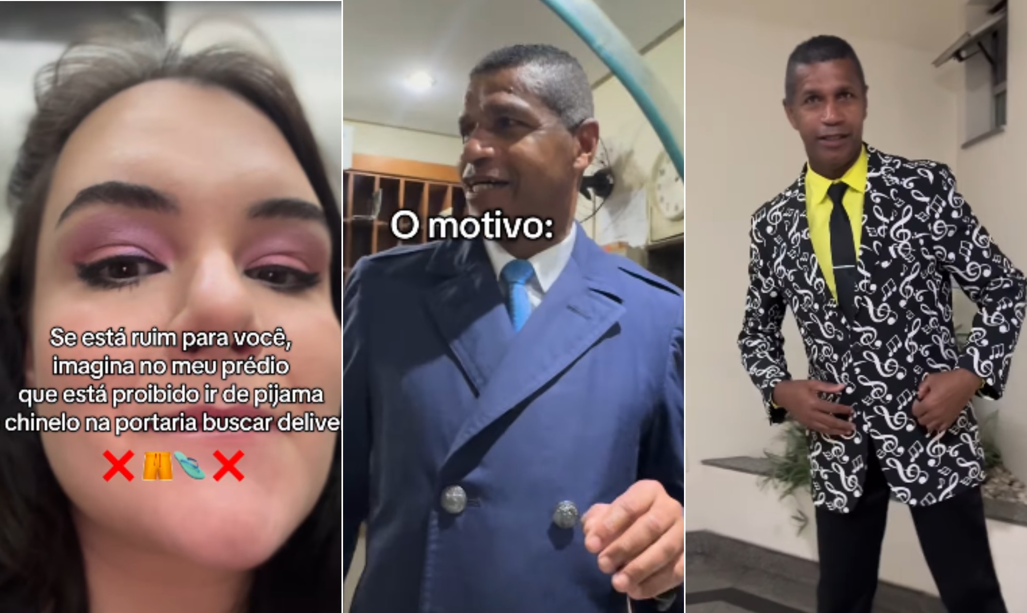 ‘Looks’ de porteiro mineiro viralizam em rede social: ‘Proibido ir de pijama e chinelo pegar delivery’