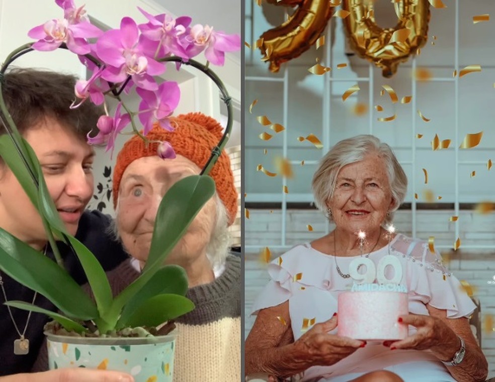 Vovó Amida e a neta Nanda — Foto: Reprodução