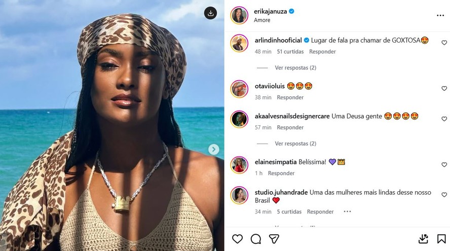 Erika Januza e Arlindinho celebram Réveillon juntos e trocam declarações ousadas em Pernambuco