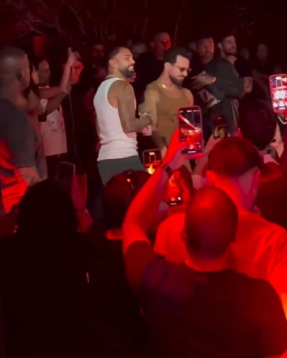 Gabigol no palco durante o show de Dennis DJ — Foto: rep/  instagram