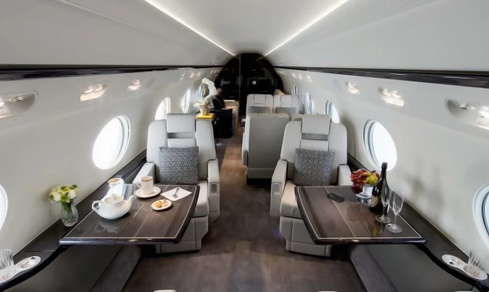 Jatinho modelo Gulfstream G550, igual de Gusttavo Lima &mdash; Foto: reprodu&ccedil;&atilde;o/flapper