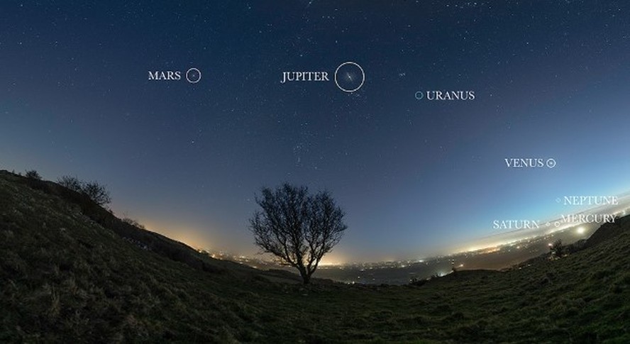 Fotógrafo registra todos os planetas do Sistema Solar numa única