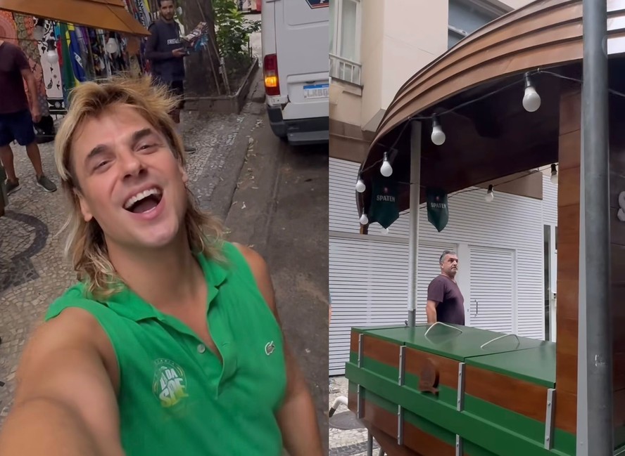 Daniel Erthal ganha novo carrinho para vender bebida pelas ruas