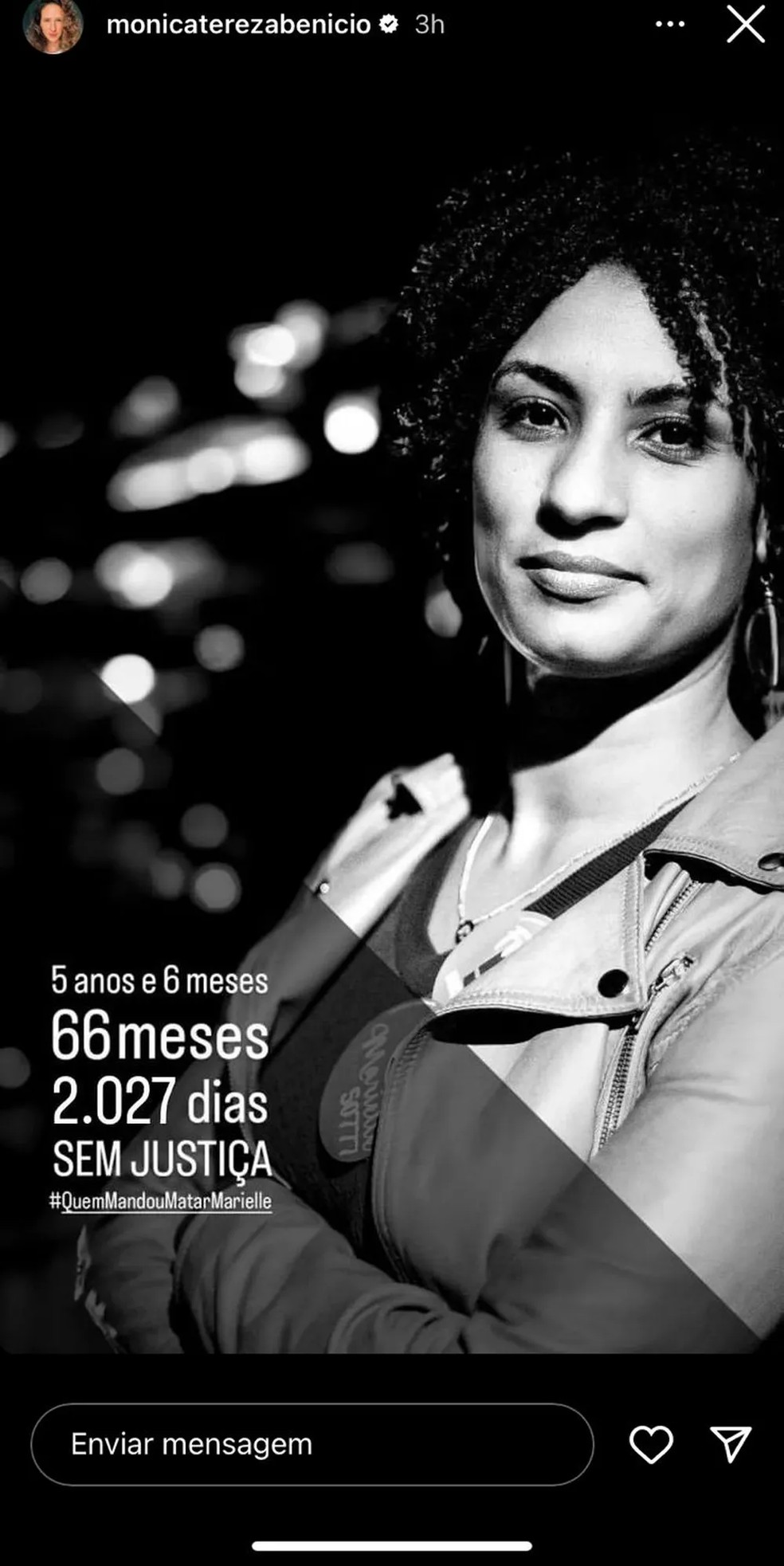 Post Monica Benicio — Foto: Reprodução