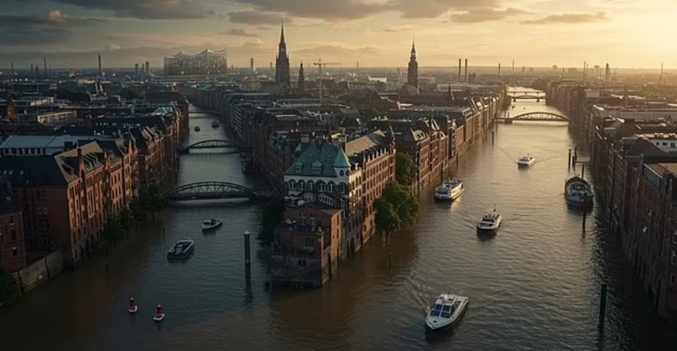 Hamburgo (Alemanha) 'debaixo d'&aacute;gua em 2100' &mdash; Foto: ImageFX