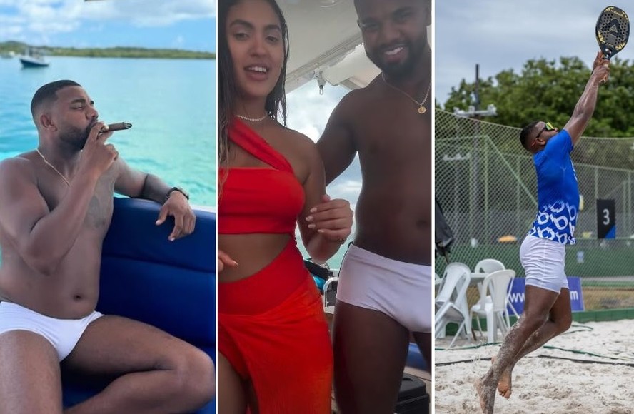 Campeão do 'BBB 24', Davi curte domingo com lancha, namorada, beach tênis e uísque de R$ 800: 'Visão cara'