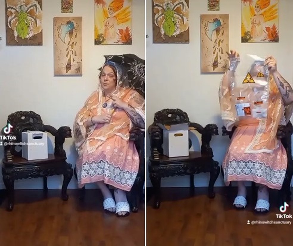 Antes de terminar namoro, Brianna Kingsley exibe os test&iacute;culos removidos cirurgicamente &mdash; Foto: Reprodu&ccedil;&atilde;o/TikTok