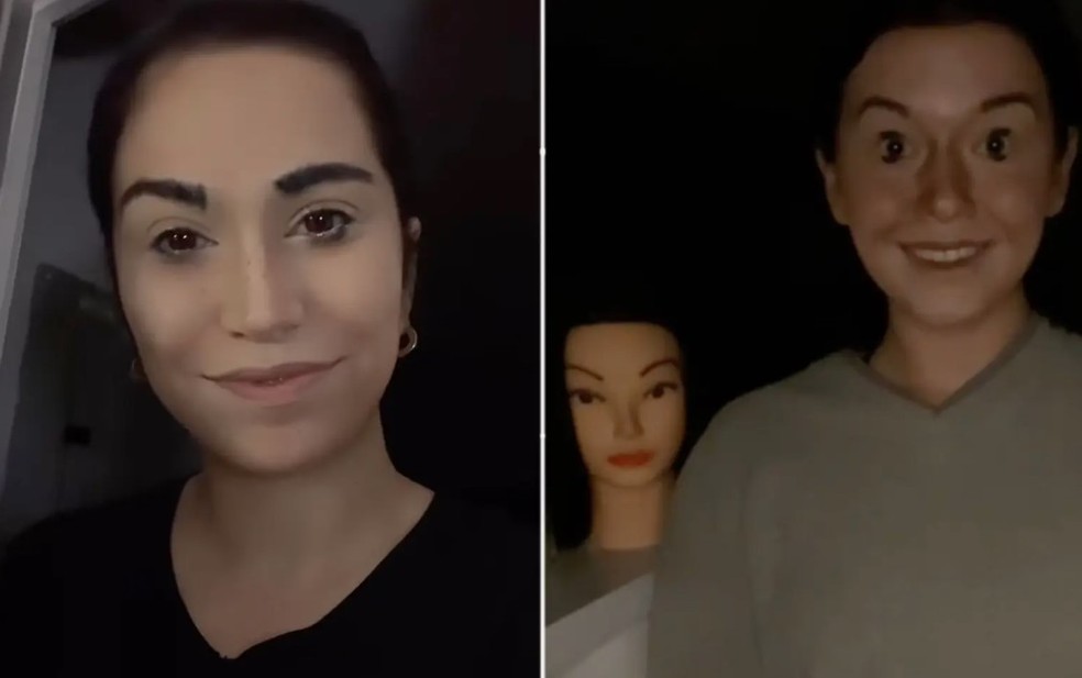 Tend&ecirc;ncia faz usu&aacute;rios de rede se maquiarem para parecer rob&ocirc; &mdash; Foto: Reprodu&ccedil;&atilde;o/TikTok