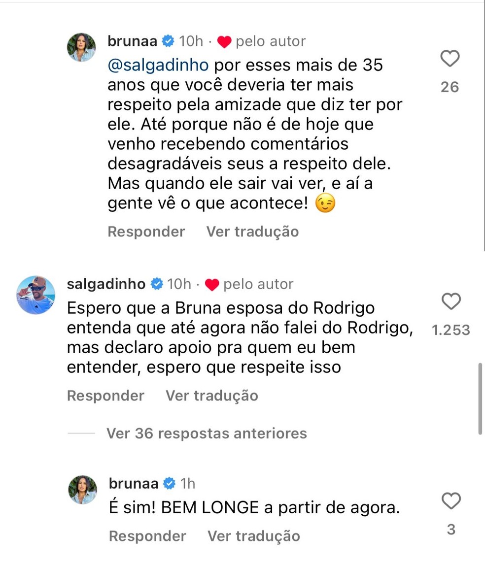 Mulher de Rodriguinho briga com pagodeiro Salgadinho por falar mal do amigo no 'BBB 24' — Foto: Instagram