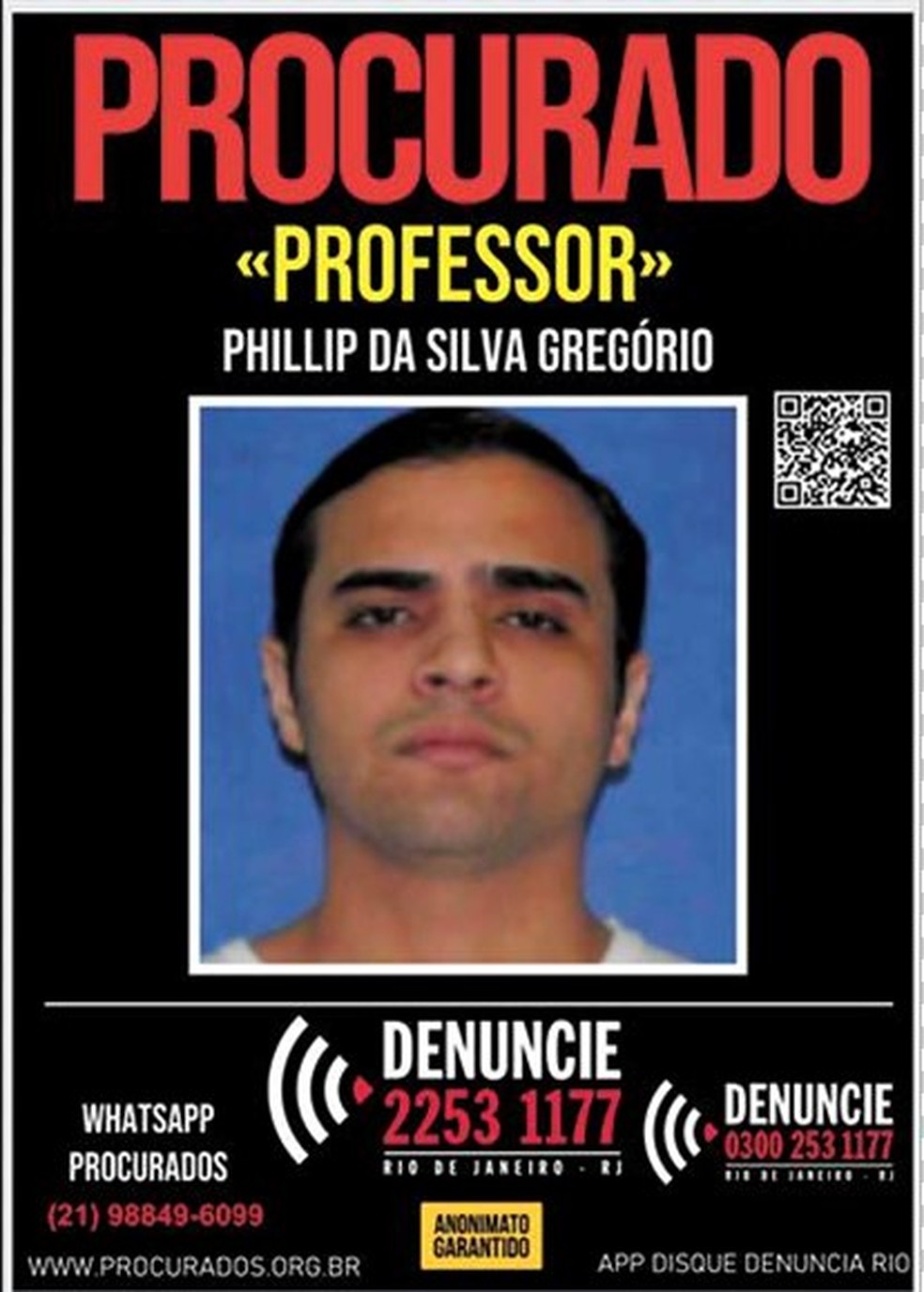 Nome correto &eacute; Fhilip da Silva. Cartaz foi produzito com a grafia errada do Professor &mdash; Foto: Divulga&ccedil;&atilde;o
