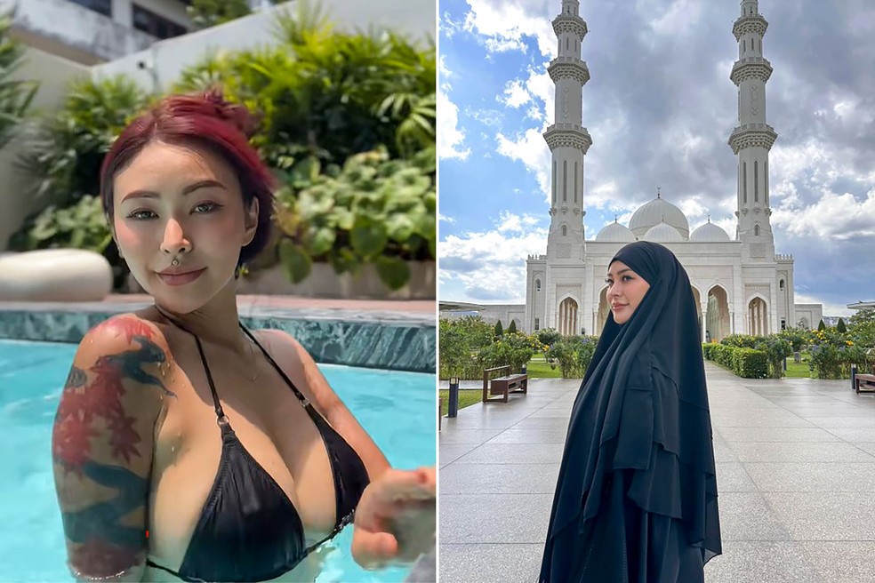 Kae Asakura antes e depois da convers&atilde;o ao islamismo &mdash; Foto: Reprodu&ccedil;&atilde;o