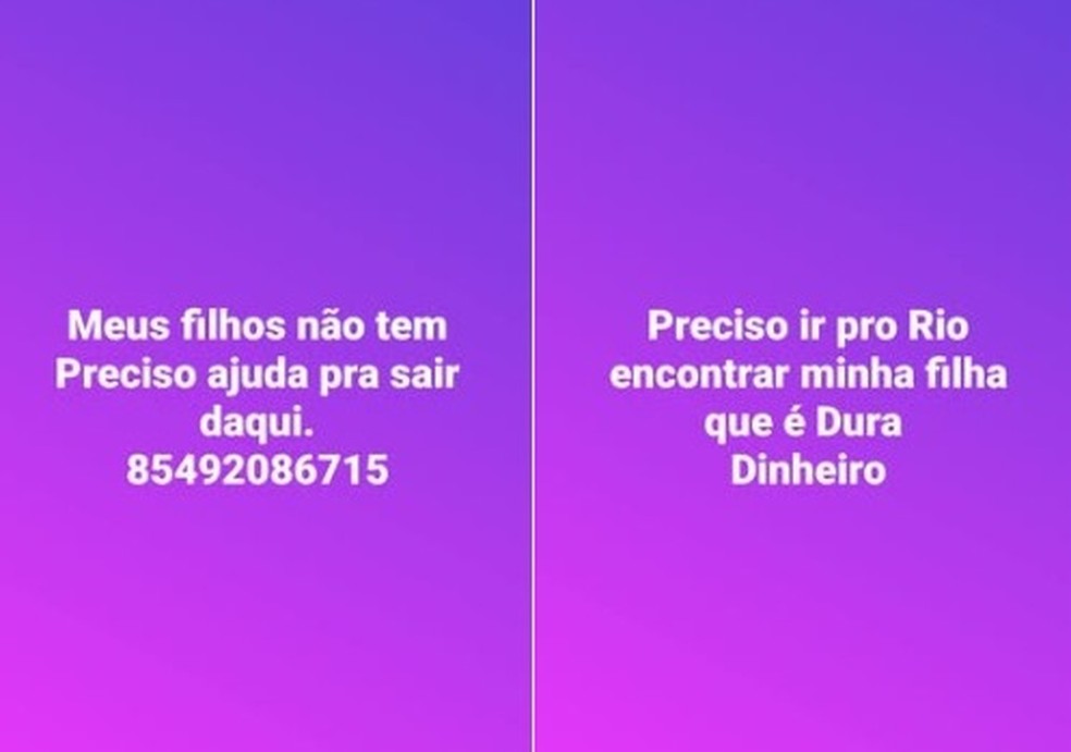 A atriz Maria Gladys faz apelo nas redes — Foto: Reprodução