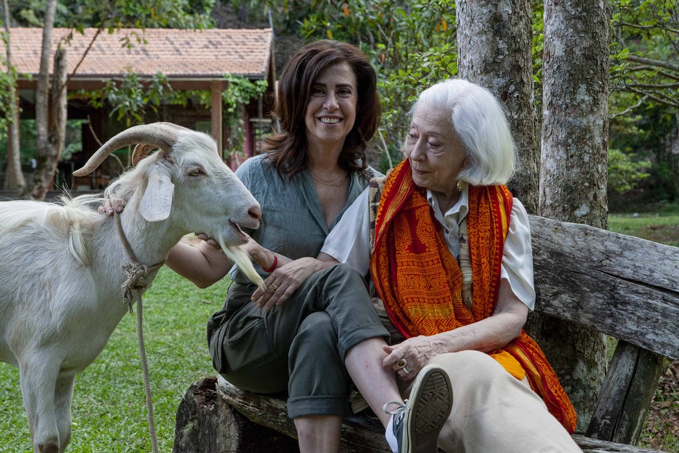Fernanda Montenegro esteve ao lado da filha Fernanda Torres em 'Amor e sorte' — Foto: Reprodução/TV Globo