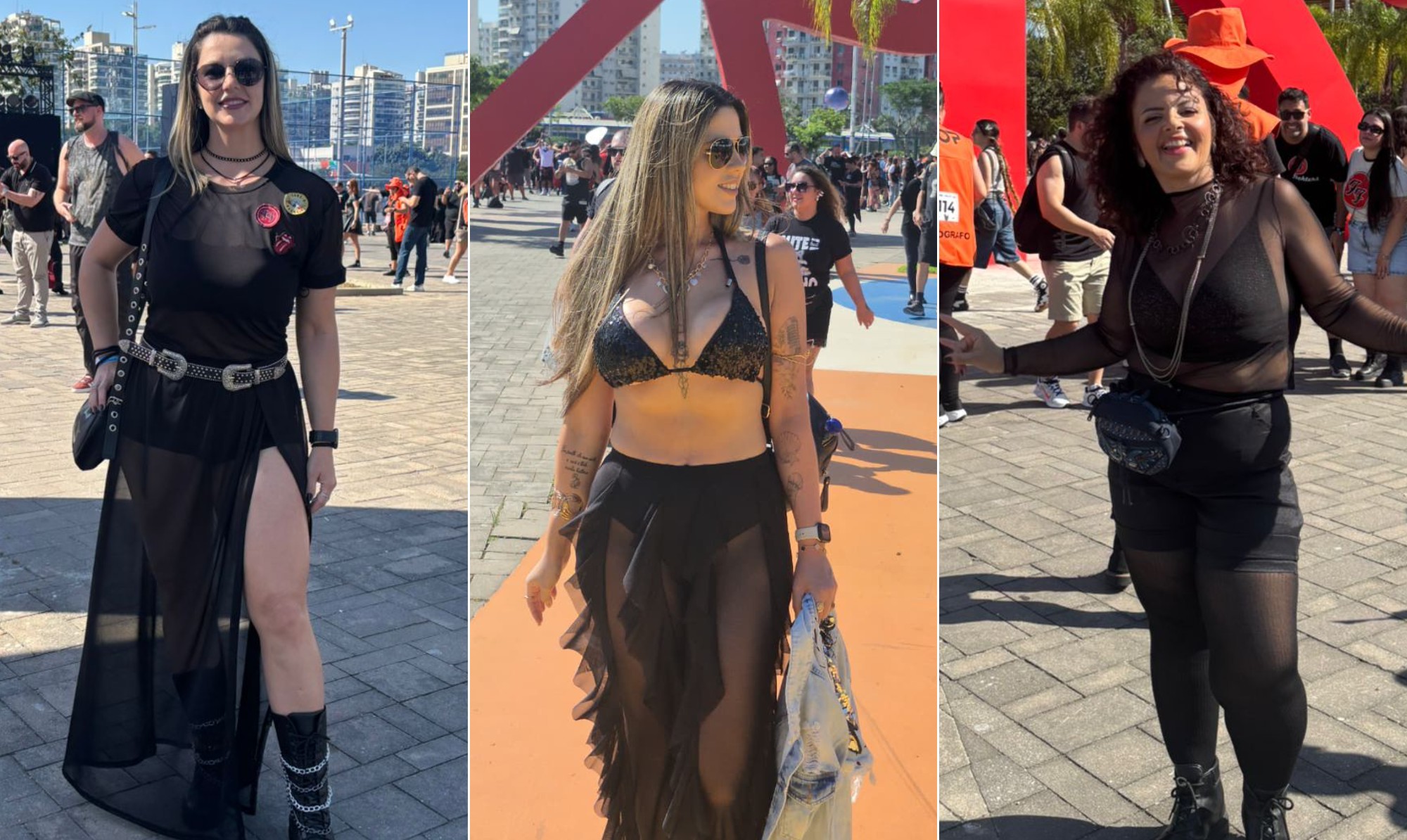 Looks pretos com transparência são tendência na estreia do Rock in Rio 2026