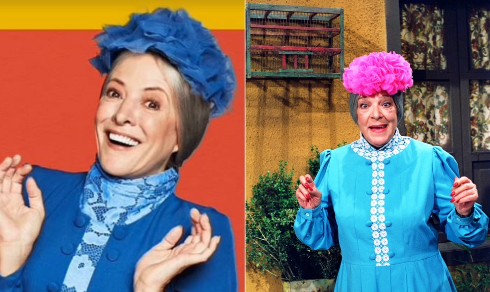 A atriz Andrea Noli interpreta Angelines Fernández, que era Dona Clotilde, também conhecida como Bruxa do 71. — Foto: REPRODUÇÃO