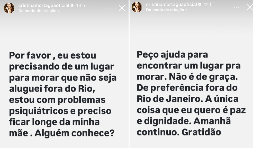 Cristina Mortágua pede ajuda na web — Foto: Instagram