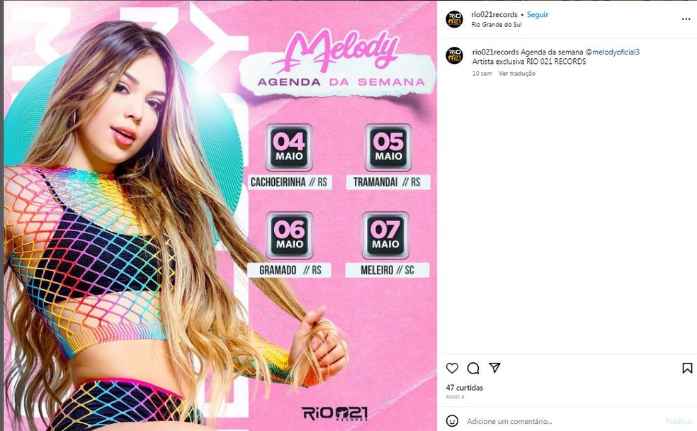 MC Melody &mdash; Foto: rep/ instagram