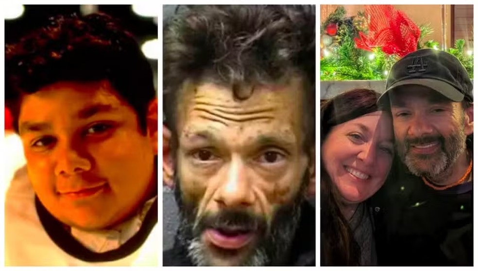 Shaun Weiss como astro da Disney, na mugshot de janeiro de 2020 e com a namorada — Foto: Reprodução/Divulgação/Instagram