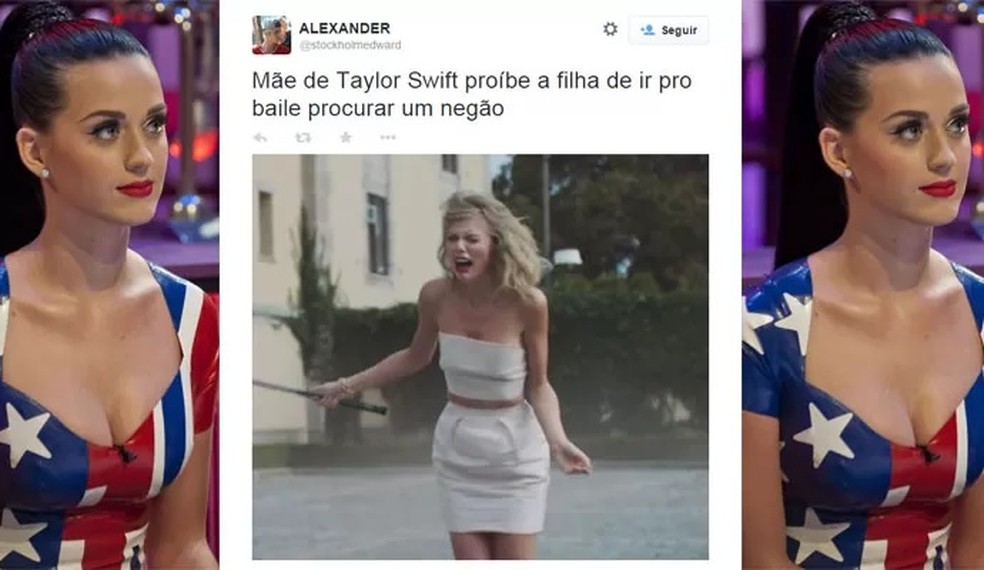 Memes sobre probição de Andrea Swift de Taylor vir ao Brasil — Foto: reprodução/ instagram e Twitter