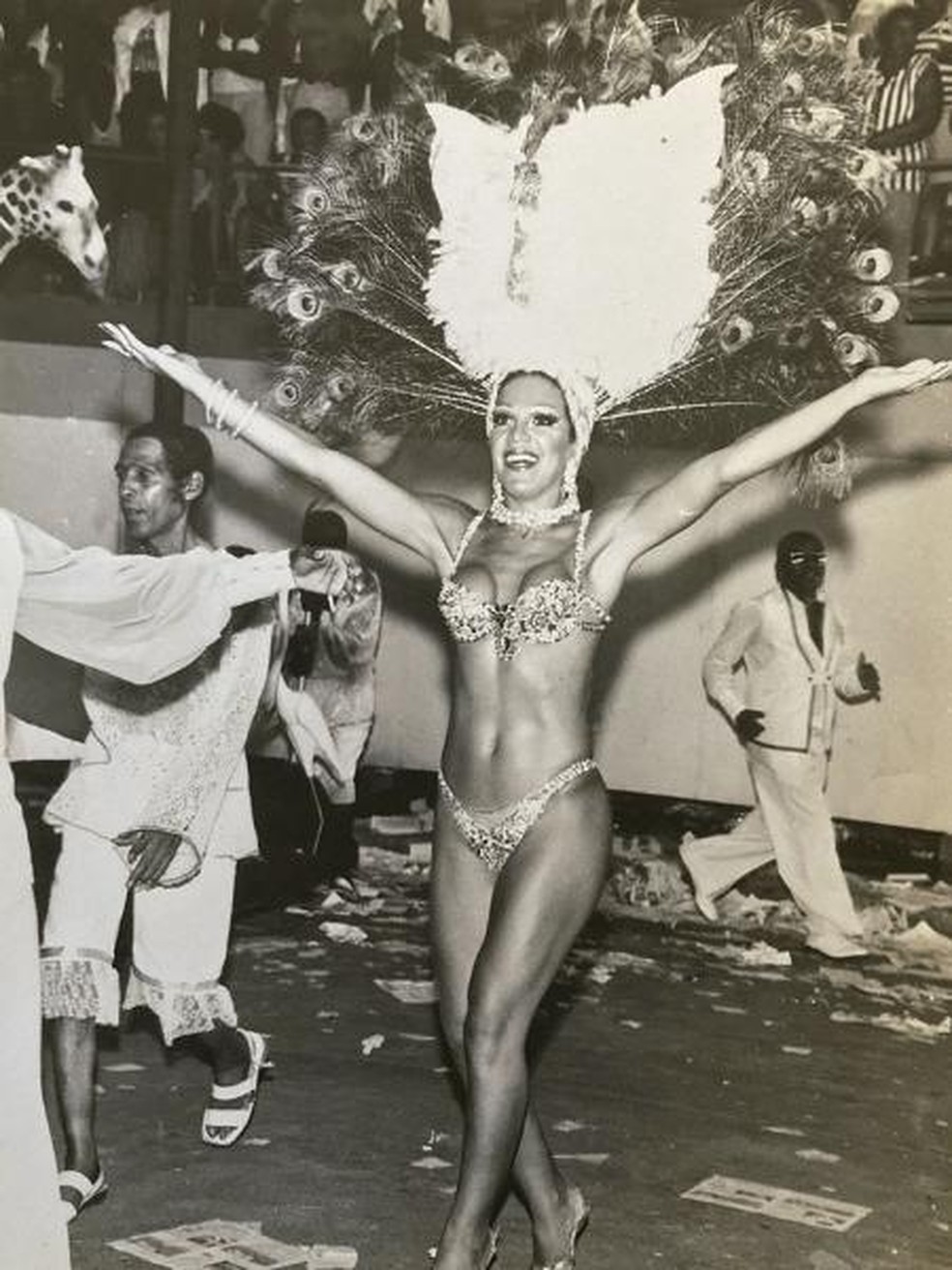 Eloína no desfile da Beija-Flor em 1976 — Foto: arquivo pessoal
