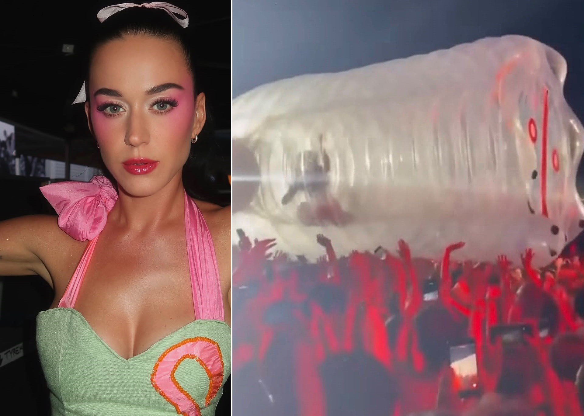 Katy Perry passa perrengue em número com garrafa inflável em show, e momento viraliza; vídeo